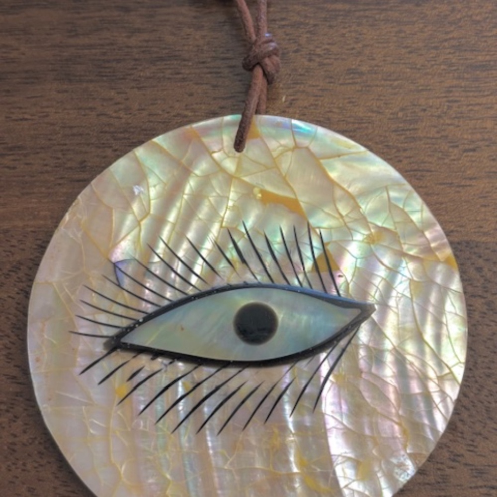 Evil eye necklace with mother of pearl pendant